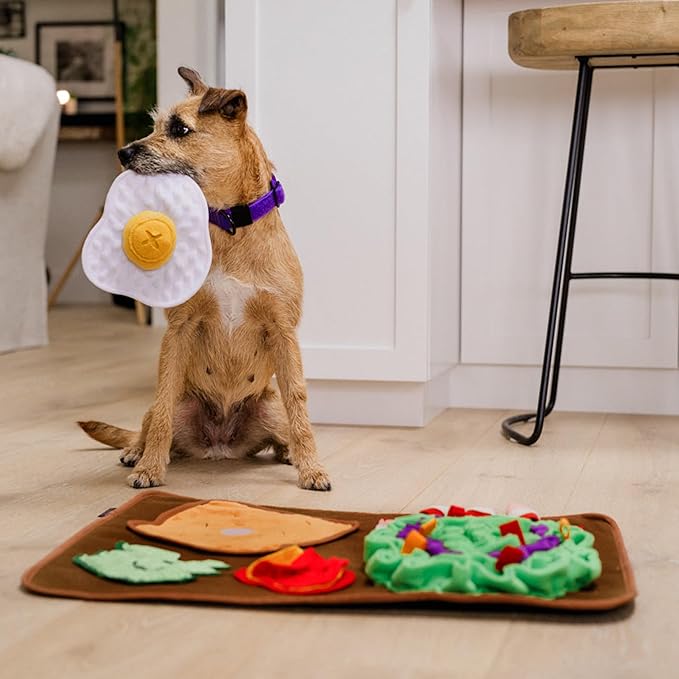 P.L.A.Y. Cute Snuffle Mat for Dogs - Brunch Themed Interactive Food & Treat Mat for Puppies Dogs - Enrichment Toy, Great for Slow Feeding, Nosework & Foraging Skills - Machine Washable
