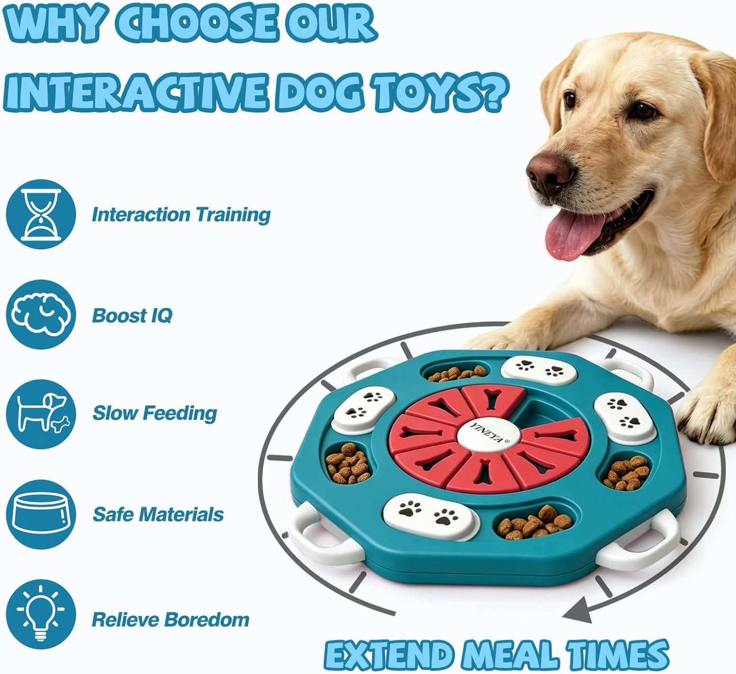 YINEYA Dog Puzzle Toy, Enrichment Toys for Dogs Training IQ & Treat Brain Games, Dog Toys to Keep Them Busy, Mental Stimulation for Dogs, Puppy Toy for Treat Dispensing, Puzzle for Small, Medium, Cats