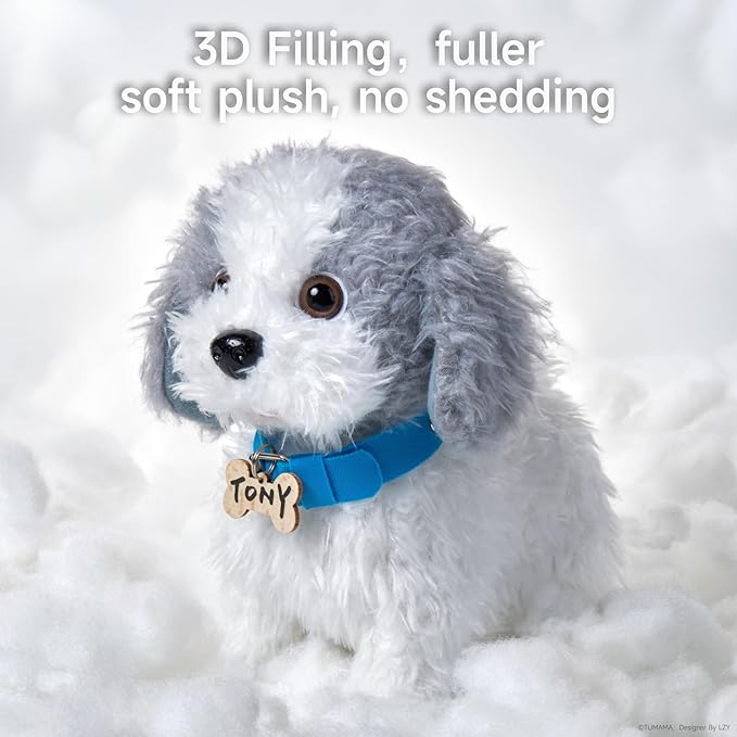 OR OR TU Walking Barking Toy Dog with Remote Control Leash, Plush Puppy Electronic Interactive Toys for Kids, Shake Tail,Pretend Dress Up Realistic Stuffed Animal Dog Age 3 4 5 6+ Years Old Best Gift