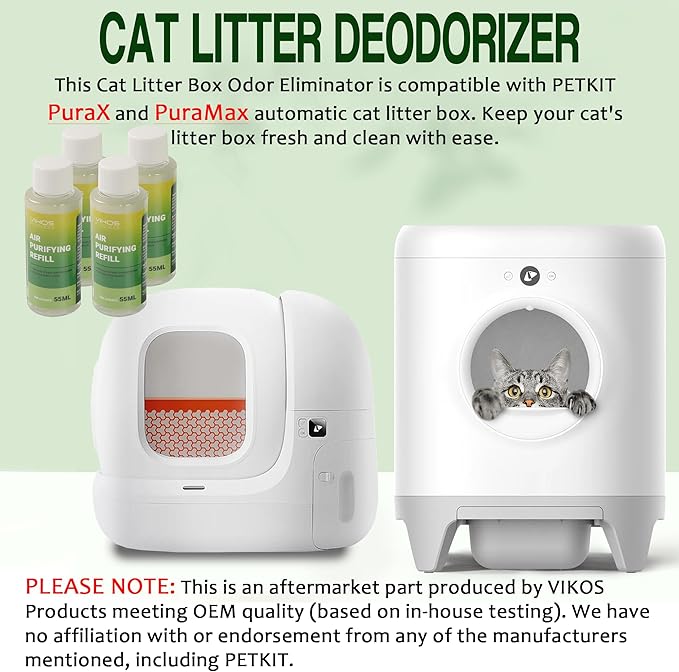 15-Pack Replacement Desiccant Bags Compatible with Pet-kit Automatic Pet Feeders, and (4 Bottles, Fresh Lotus) Cat Litter Deodorizer Compatible with PETKIT PuraX PuraMax Self-Cleaning Cat Litter Box