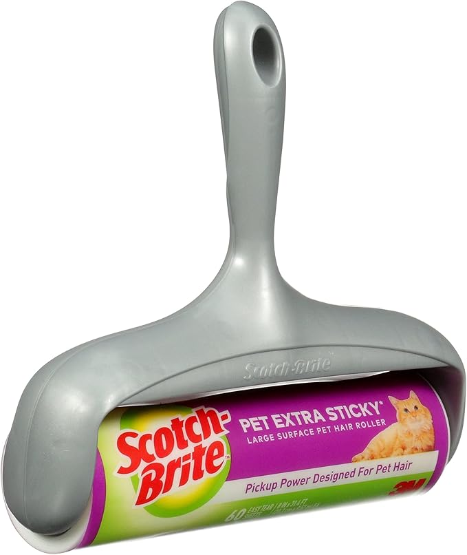 Scotch-Brite Pet Extra Sticky Large Surface Roller, Designed for Pet Hair (60 Sheets) + Scotch-Brite 50% Stickier Large Surface Roller Refill, 60 Sheets (Pack of 4), 240 Sheets Total