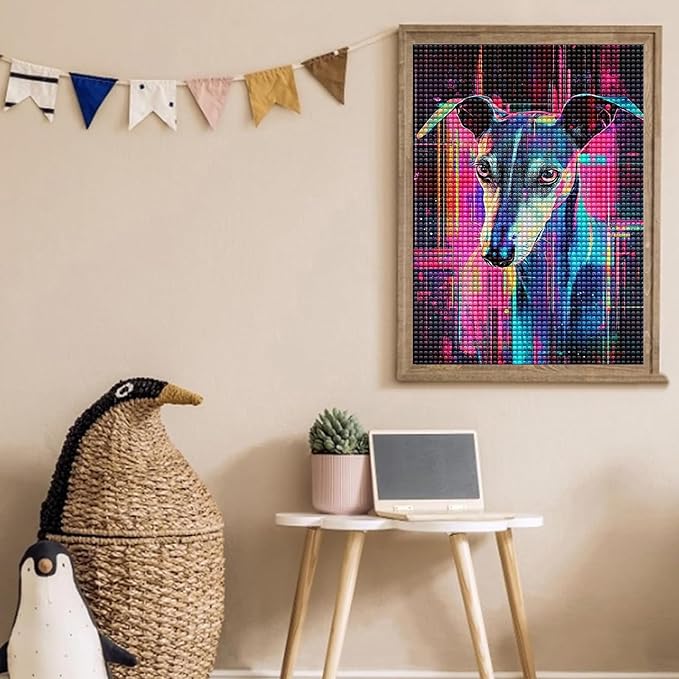 LTCZ Colorful Greyhound Diamond Art Painting Kits for Adults, Animal 5d Diamond Painting Dots Art Kits for Adults Beginner, Home Wall Decor 16 * 24Inch