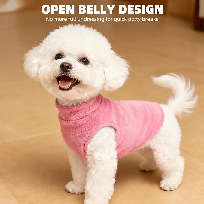 PUPTECK 3 Pack Fleece Dog Sweaters Winter Coat for Small Dogs, Pullover Jacket Pet Cat Fall Clothes Puppy Sweatshirt Soft Warm Vest for XS S Medium Dogs, Fuchsia&Pink&Purple, M