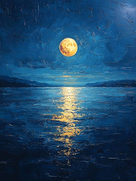 DIY Paint by Numbers for Adults Beginner, Starry Night Over Calm Lake, Paint by Numbers Kit Dog Painting by Numbers for Adults, 16" x 20"