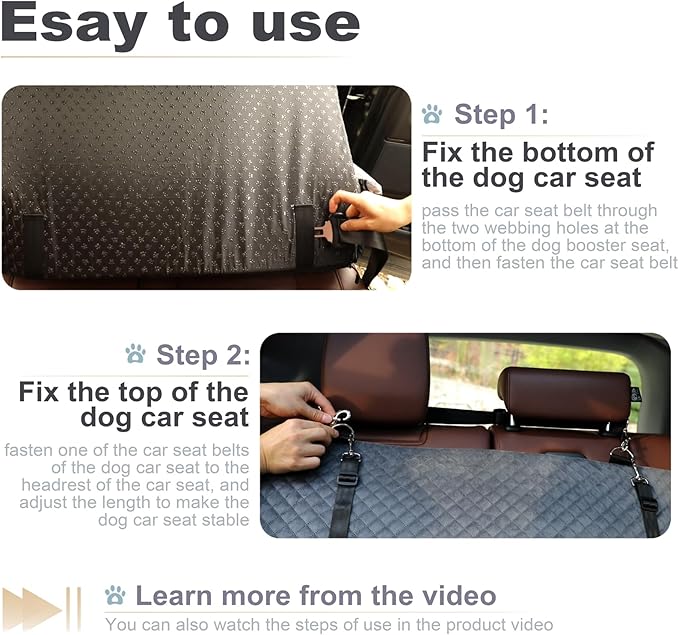 Youvee Dogs Car Seat and Bed 2 in 1,Pet Car Bed for 2 Small or 1 Medium/Large Dog up to 60 lbs,Dog Booster for car Back Seat,Safety,Comfortable,Storage Pocket,Fully Detachable and Washable(Black)
