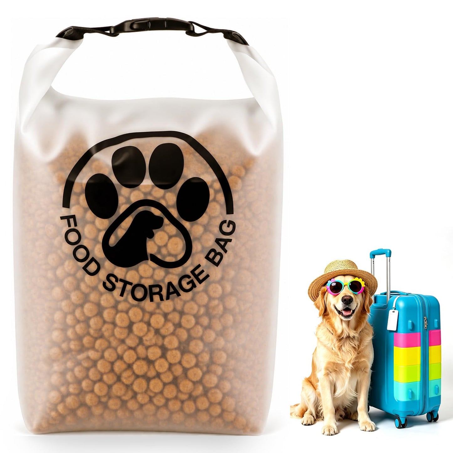 Pet Food Storage Bag for Travel - Transparent Leak-P | Travel Essentia - Image 1