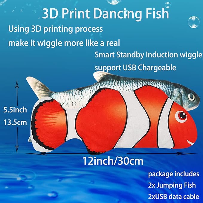 Flopping Fish Electric Moving Dog Fish Toy，Realistic Flopping Fish Rocking Dog Toy，Interactive Pet Toys for Dog Exercise，Small and Medium Dog Floppy Fish Animal Toy