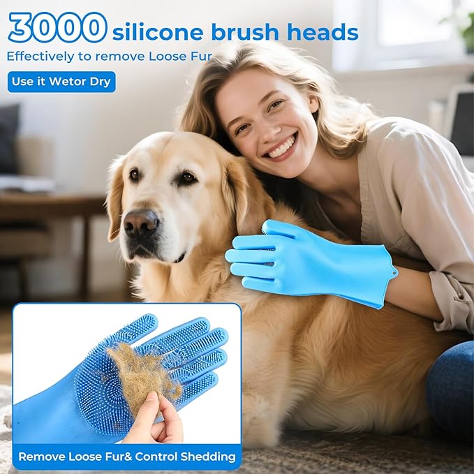 4PCS Dog washing kit,Dog Bath Brush | Dog Washing Gloves | Microfiber Large dog towel 56'' X 28'',Very suitable for bathing, swimming, outdoor activities, and camping for large and medium-sized dogs.