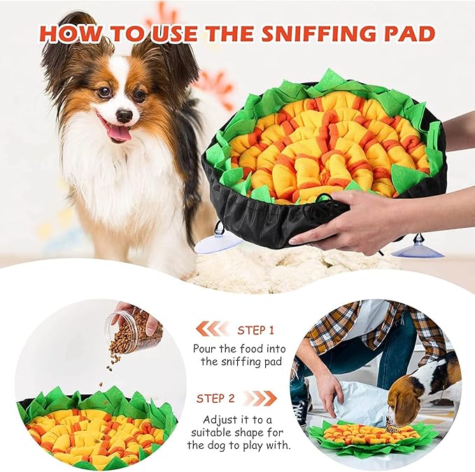 Puzzle Dog Snuffle Mat, Interactive Feed Game for Boredom, Pet Snuffle Feeding Mat,Encourages Natural Foraging Skills for Pets for Smell Training and Slow Eating,Machine Washable