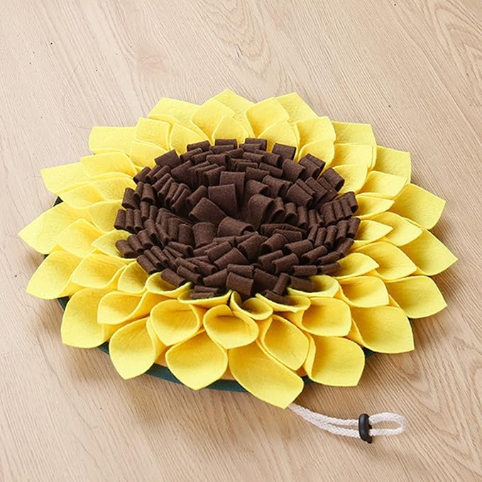 Snuffle Mat for Dogs Cats, Nosework Mat for Foraging Skills, Sunflower Dog Slow Feeding Mat,Interactive Puzzle Dog Toys,Dog Treat Dispenser with Stress Relief, Brain Stimulation and Boredom