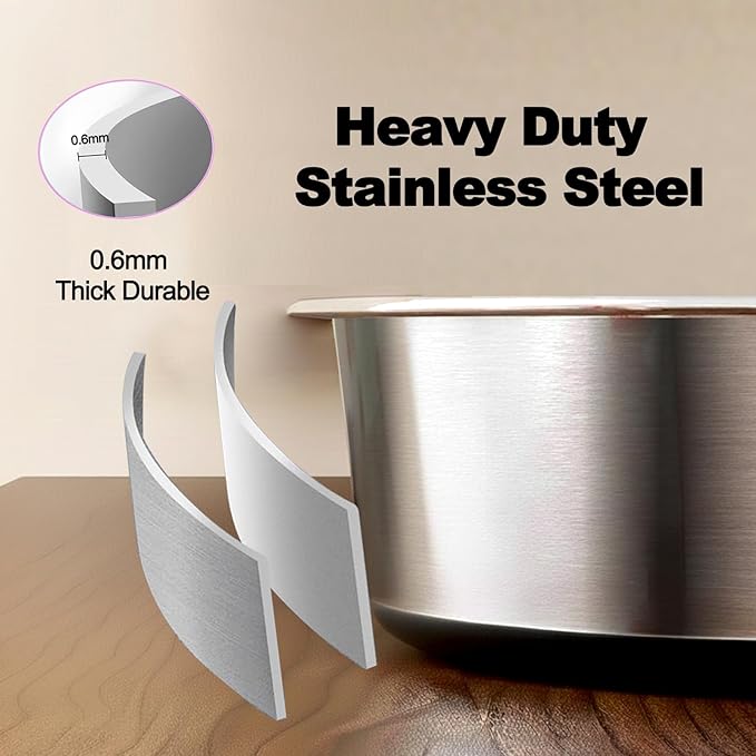 Deep Stainless Steel Non-Skid Dog and Food Bowls, Each Holds Up to 8 Cups, Set of 2 Packs(8.5 x 2.6 Inches)