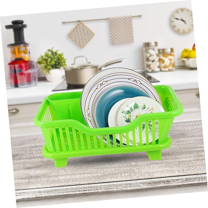 Multifunction Plastic Tableware Holder with Side Drainage Water Draining Cutlery Rack for Kitchen Sink Medium-Sized Bowl and Bottle Organizer Rack Easy to Clean and Use