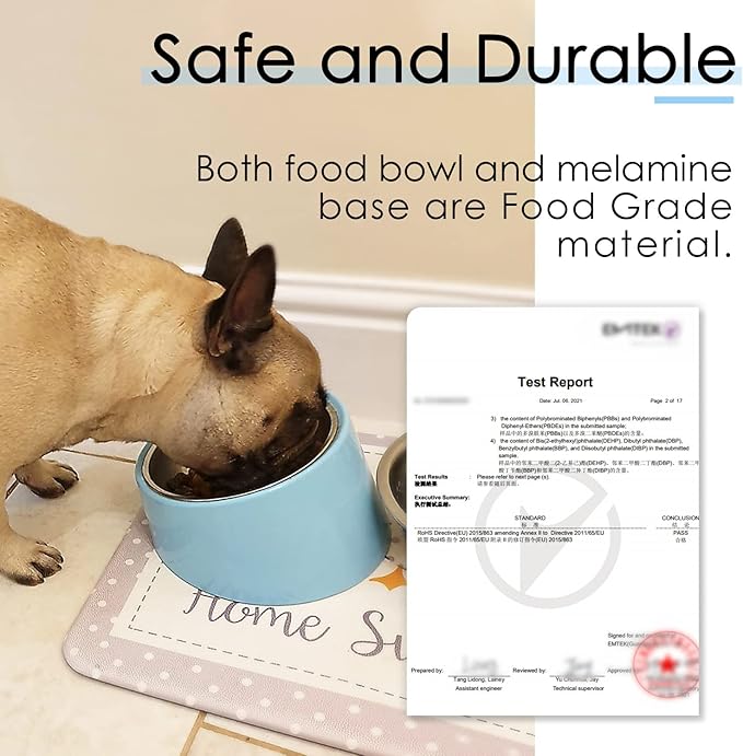 SuperDesign Mess Free 15° Slanted Bowl for Dogs and Cats, Tilted Angle Bulldog Bowl Dog Feeder, Non-Skid & Non-Spill, Easier to Reach Food M/1 Cup Blue