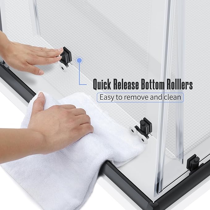 ELEGANT Corner Shower Enclosure with Shower Base, 36 in.D x 36 in. W x 72 in. H Corner Shower Door with 1/4 in. Tempered Glass, Double Sliding Shower Doors in Black