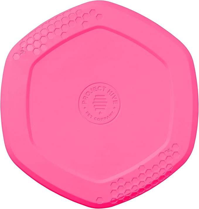 PROJECT HIVE ·PET COMPANY· - Wild Berry Scented - Hive Frisbee Disc for Dogs - Great for Fetch - Includes a Lick mat on Back - Floats in Water, Smooth Glide - Made in The USA