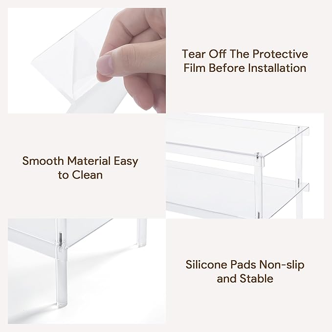 HBlife Shoe Rack for Closet, 4 Tier Clear Acrylic Shoe Organizer Shelf for Entryway, Free Standing Modern Aesthetic Shoe Storage Display Stand, 27.56" L x 11.8" W x 25.2" H