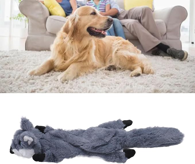 Soft Plush Squeaky Dog Chew Toy, Anxiety Relief, Teeth Cleaning, Interactive Pet Toy for Dogs, Cute Animal Design, Sturdy, Stress Relief (Grey)