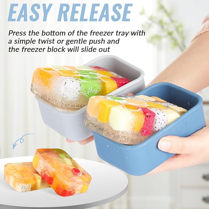 6 Packs Silicone Soup Freezer Molds with Lid Silicone Soup Freezer Trays Rectangle Reusable Food Preserving Tray Freezing Sauces Stews (Dark Blue, High-grade Gray,2 Cup)