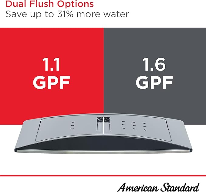 American Standard 2887218.020 H2Option Two-Piece Toilet Less Seat, Elongated Front, Standard Height, Dual Flush, White, 1.28 GPF