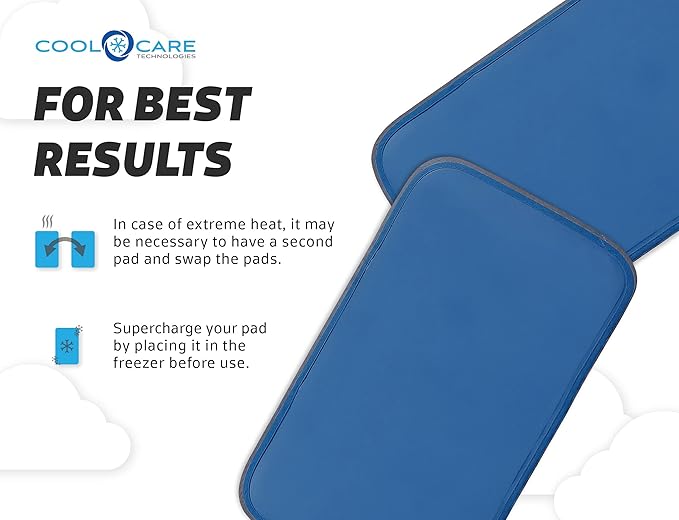 Pillow Cooling Pad - Pressure Activated Gel Cooling Mat Provides Instant Cool Relief - Ideal for Fevers, Migraines, Hot Flashes, Night Sweats - Place on Pillow