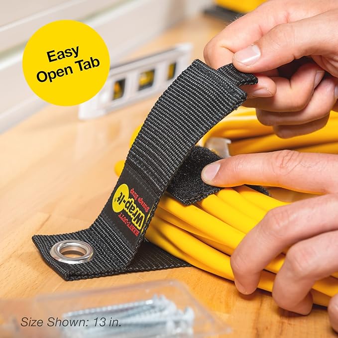 Heavy-Duty Wrap-It Storage Straps - 17" (6-Pack) Silver - Garage Organizer and Extension Cord Hanger for Storage Ideas as an Electric Cord Holder