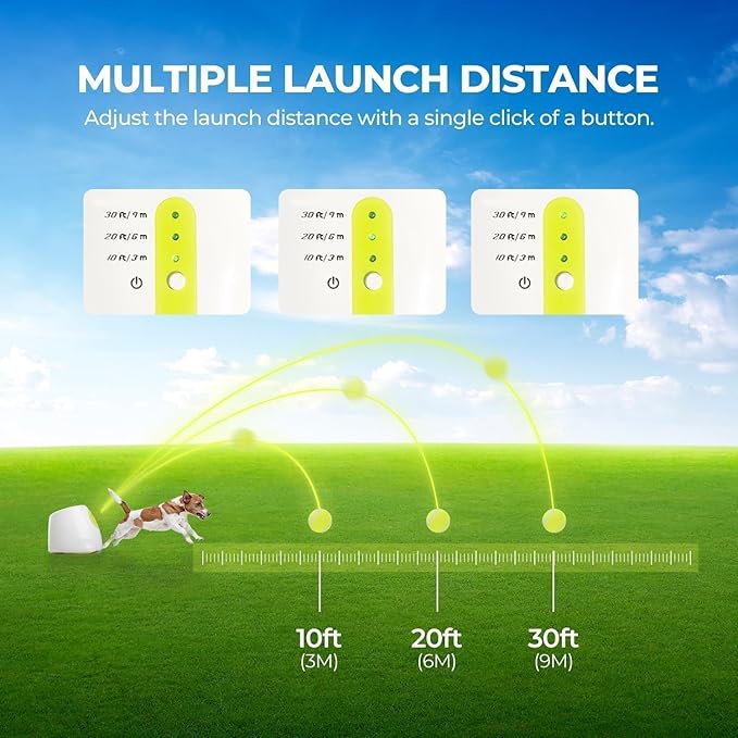 ALL FOR PAWS Automatic Dog Ball Launcher, Interactive Fetch Toy for Small to Medium Dogs, Rechargeable Pet Thrower Machine for Indoor & Outdoor Play, 3 Pcs 2-Inch Balls Included