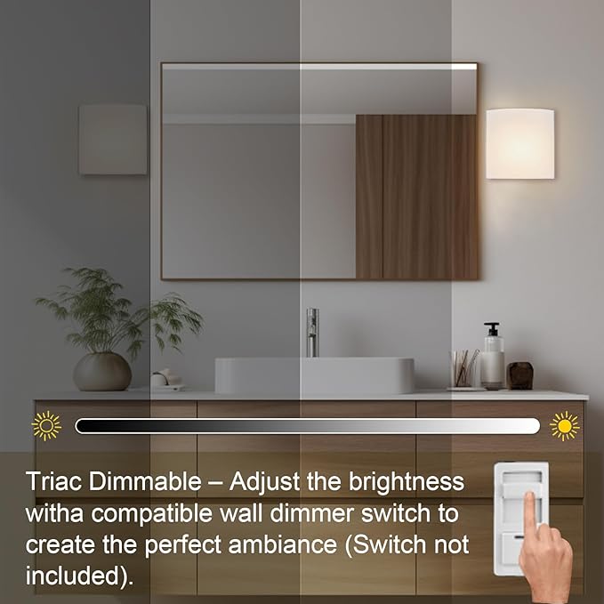 LED Wall Sconce Lights Indoor Sconces Wall Lighting LED Vanity Lights, Brushed Nickel 3 Light Bathroom Vanity Light Fixtures with White ABS Shade for Hallway Bedroom Living Room