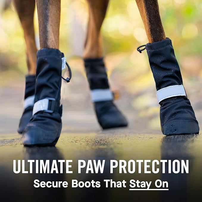 Canada Pooch Dog Winter Boots - Paw Protection, Anti-Slip Dog Shoes with Reflective Strap, Easy On for Small Medium Large Dog Booties - Black, Size 3