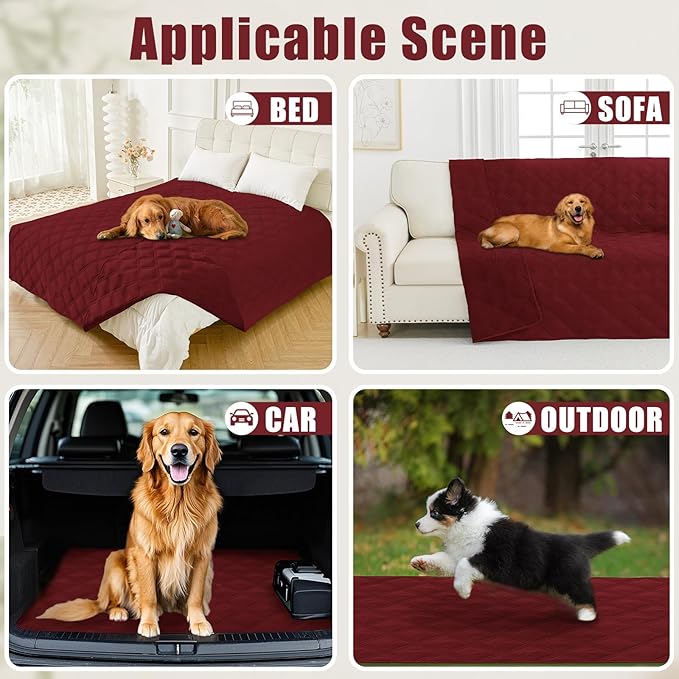 Smiry Waterproof Dog Bed Cover Blanket 30x70, Soft Reversible Pet Blanket, Washable Leakproof Cats Dogs Couch Cover for Sofa, Couch, Furniture, Lattice, Wine Red/Wine Red