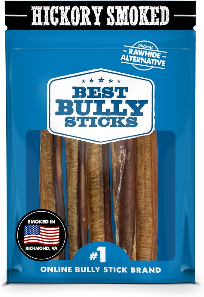 Best Bully Sticks Hickory Smoked 6 Inch Bully Sticks - 5 Count (Pack of 1) - Natural, Smoky, Grain and Odor-Free, No Additives