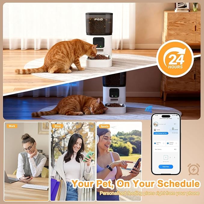 Pet Compainion Robot on Wheels,Distance App Control,Movable Security Camera with 2-Way Talk,Night Vision Pet Robot & Automatic Cat Feeder,with 6L Automatic Cat Feeder with Camera