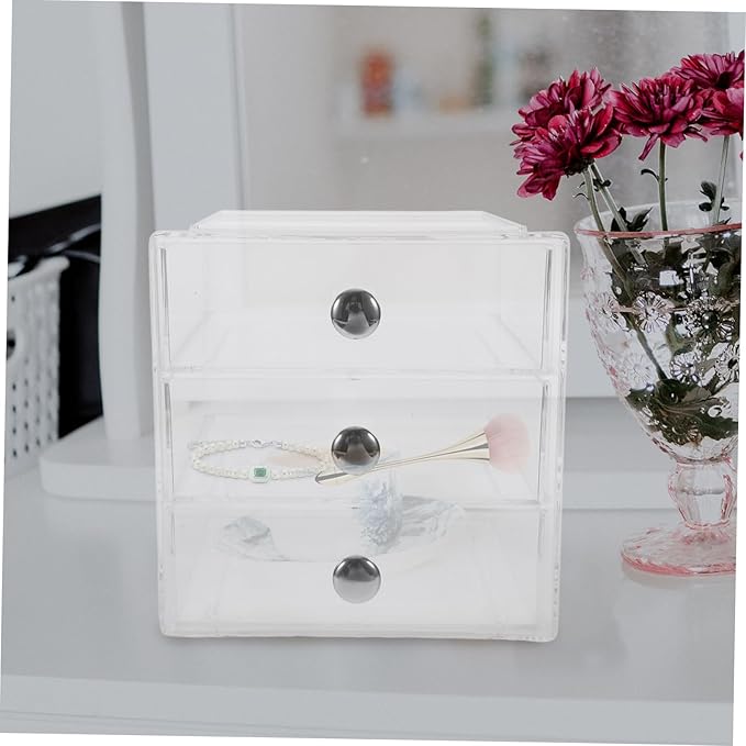 Transparent Multi Functional Drawer Organizer Storage Box for Jewelry Hair Accessories Skincare Stackable Design for Home Office Organization