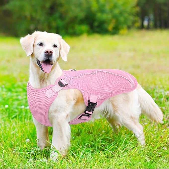 Kuoser Dog Cooling Vest Harness, Small Puppy Cooler Jacket with Adjustable Buckle for Outdoor Beach, Hiking, Training Pink S