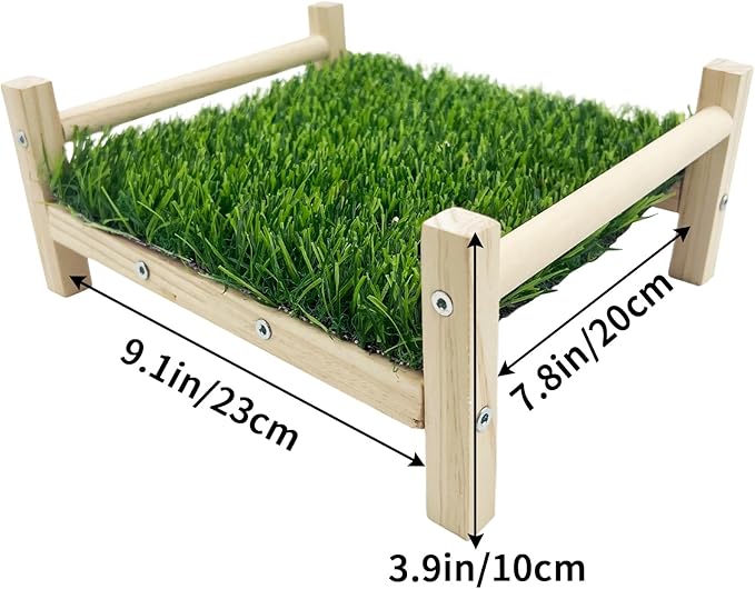 FlidRunest Wooden Rat Foraging Toys, Artificial Grass Foraging Mat for Rats, Safe Rats Enrichment Toys Activities, Boredom Relief Hanging Bed for Pet Rat