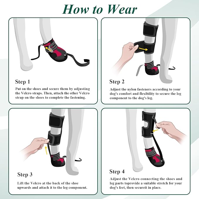Strap-On Drop Foot Brace (No Knuckling Boot Brace) for Dogs— Corrective Dog Shoes to Safely Lift Toes for Foot Issues, Arthritis, and improving Walking gait in Dogs(S)