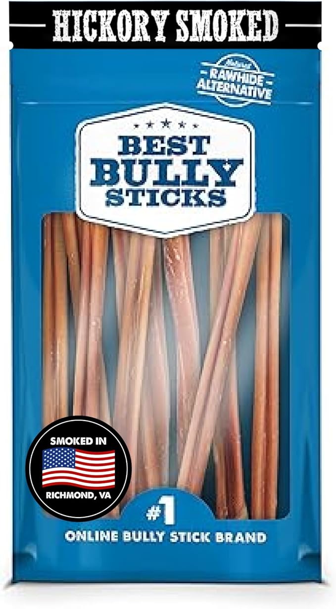 Best Bully Sticks Hickory Smoked Jumbo 12 Inch Bully Sticks - 10 Count (Pack of 1) - 100% Natural, Smoky, Grain and Odor-Free, No Additives