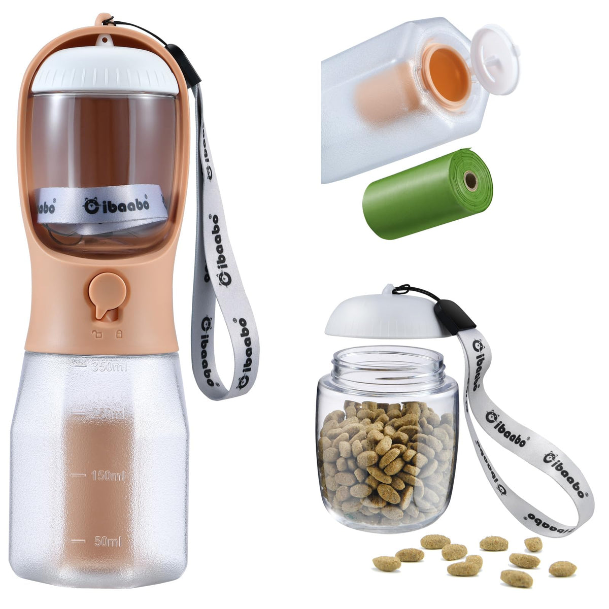 Dog Water Bottle with Food Container & Poop Bag Holder & Filter - Image 1