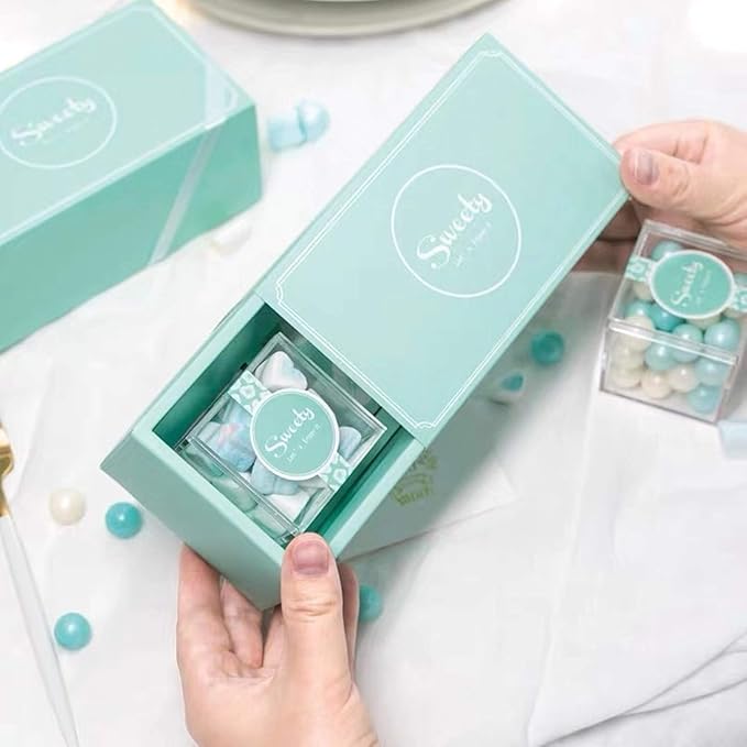 KissYou Acrylic Box with Lid Clear Display Box 8 Pieces Plastic Square Cube Transparent Containers Jewelry Storage Box Wedding Party Favor Candy Boxes