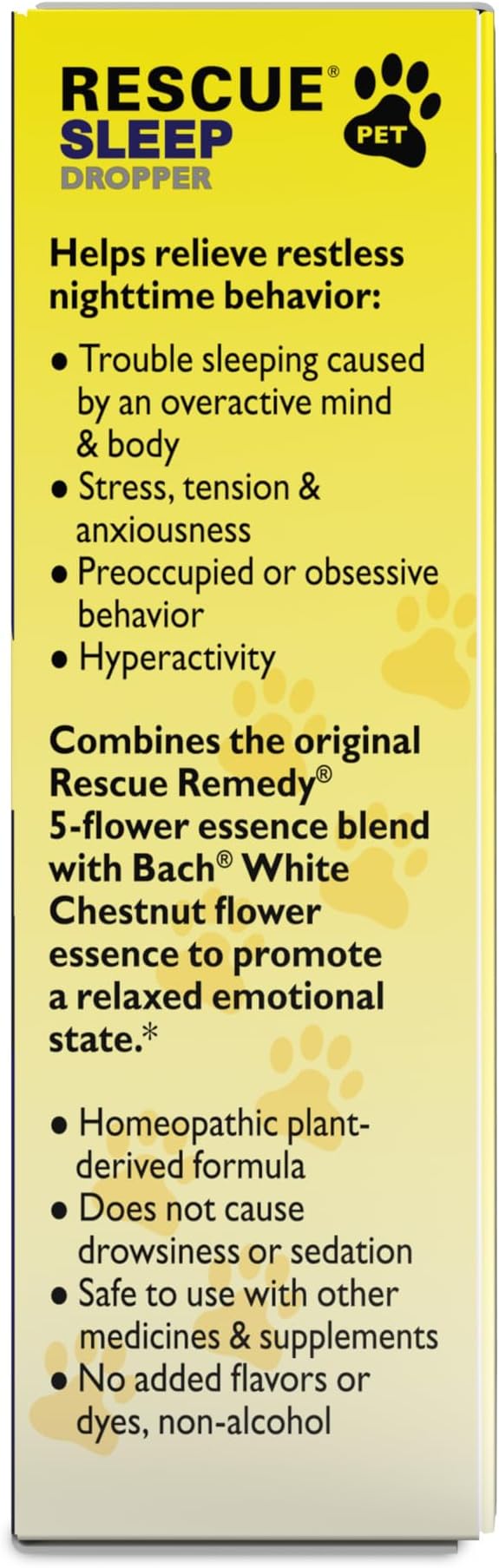 Rescue Pet Sleep Dropper - 10 mL - Sleep Aid for Dogs & Cats with Bach Natural Flower Essences - Sedative-Free, Homeopathic Liquid Formula - For All Breeds, Ages & Weights