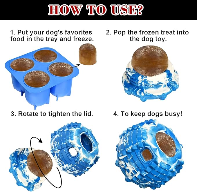 XHX Long-Lasting Interactive Dog Toy Safe for Small Dogs 10-25 lbs(Small, Blue and White)