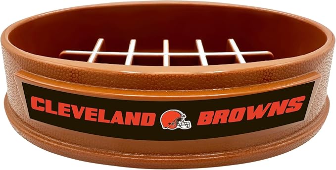 NFL Super-Bowl - Cleveland Browns Slow Feeder Dog Bowl. Football Design Slow Feeding Cat Bowl for Healthy Digestion. Non-Slip Pet Bowl for Large & Small Dogs & Cats