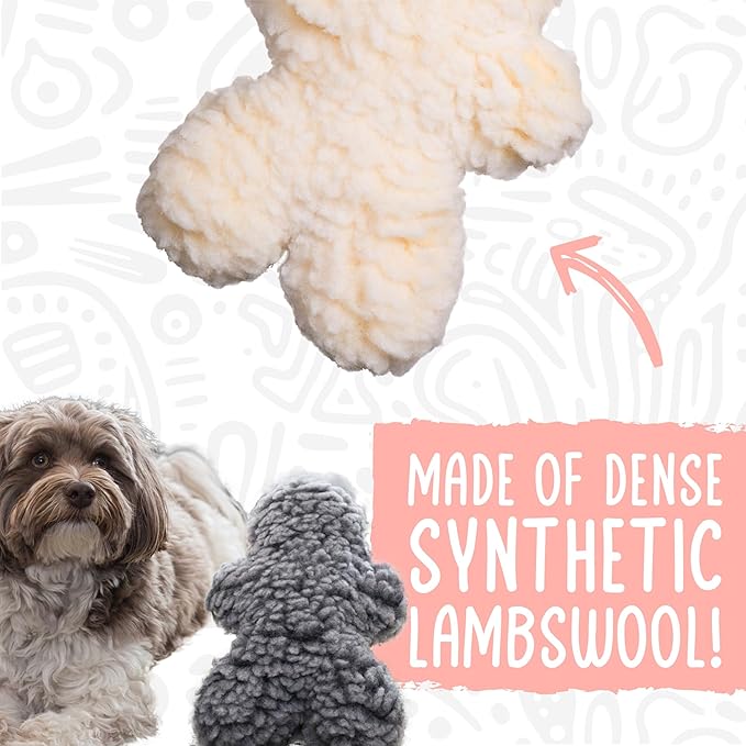 HuggleHounds Plush Dog Toy - Fuzzy Dog Toy, Plush, Soft Fleece, Interactive, Durable, For Small and Large Breeds, Puppy Toy - HuggleFleece Beige Man, Small
