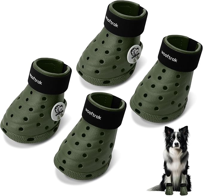 Dog Shoes Breathable Dog Shoe for Hot Pavement, Dog Booties and Paw Protectors, Non-Slip Waterproof Dog Sandals Boots (Green+Black, S: (2.3’’x1.8'')(L*W))