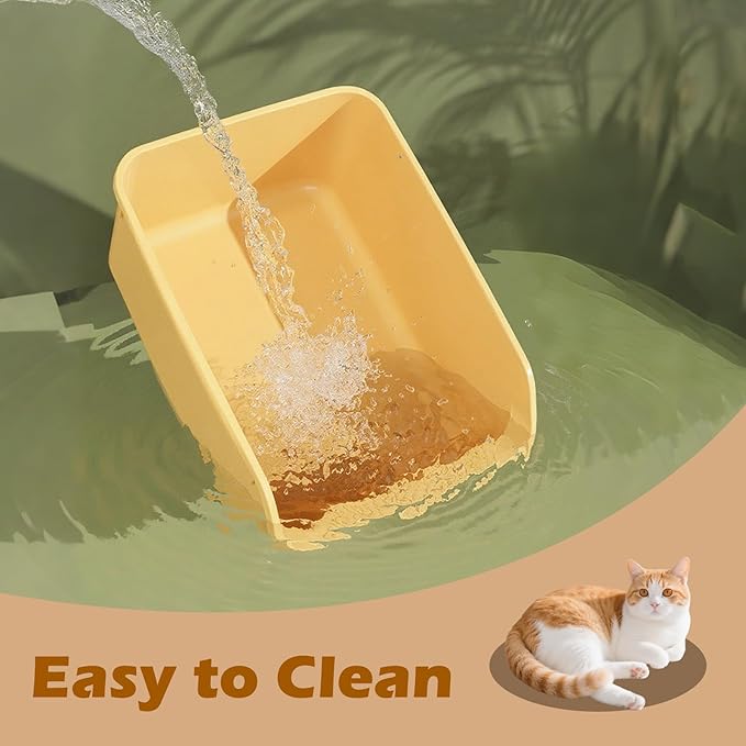 Large Cat Litter Box with High Sides,Cat Boxes for Indoor Cats,Cat Litter Pan for Kitty,Litter Box with Low Entry,Anti-Splashing,Easy to Clean (Cream White)
