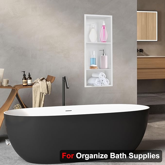 Shower Niche, Stainless Steel Elegant Bathroom Niche, No Tile Needed Recessed Shower Shelf Organizer for Storage
