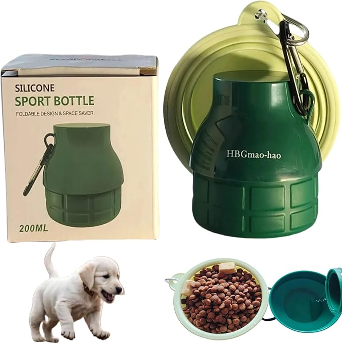 Portable Dog Water Bottle with Collapsible Bowl - Compact & Lightweight Design for Easy Carrying, Perfect for Walks, Hiking & Outdoor Adventures, Ideal for Small Dogs & Cats