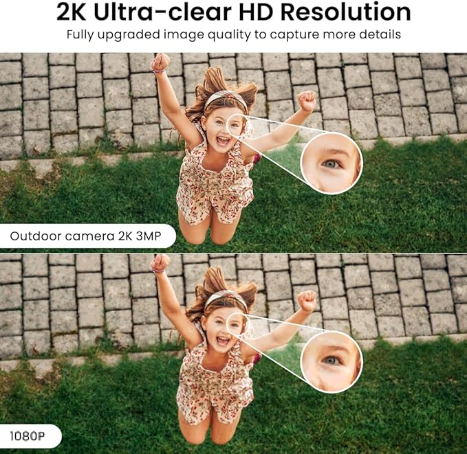 2K Cameras for Home Security-Outdoor/Indoor Camera for Dog/Cat/Pet/Nanny/Baby/Elderly, Color Night Vision, White Light, Siren, 24/7 SD Recordings, Works with Alexa, Plug in (C1-White-4pack-2.4G)
