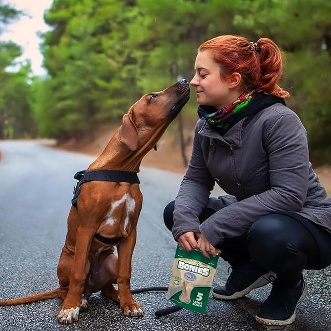 Bonies Natural Calming Formula Small-Sized Single Bone - Contains Chamomile & Lavender, Help Anxiety, Excessive Barking & Trembling, Chicken Flavor, Small Dog, 15 Bones