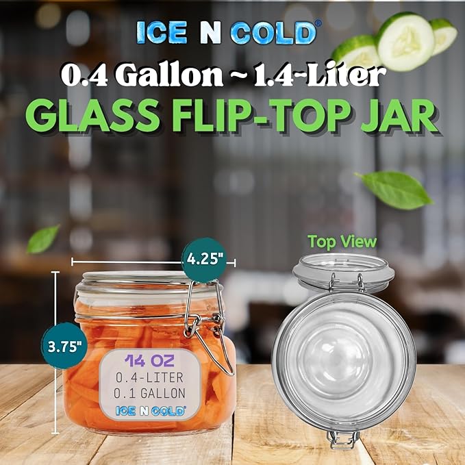 Airtight Glass Storage Jars with Clamp Lid – Food Storage Containers with Rubber Gasket Seal – Pantry & Kitchen Canisters for Dry Goods, Coffee, Sugar, Pasta – 0.4L to 4L Sizes (6, 14oz | 0.4L)