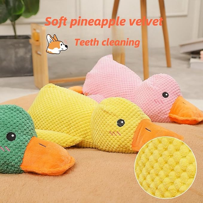 2026 Upgraded Mellow Dog Calming Duck Toy,Large Yellow Stuffed Duck Dog Toy with Carrot,Interactive Chew Toy for Dogs Indoor Puppy (Yellow)